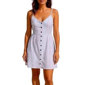 Modcloth Pastel Smocked Raw Hem Spaghetti Strap Feminine Summer Dress Smallsmall